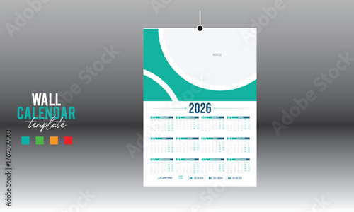 12 month 2026 wall vector calendar design