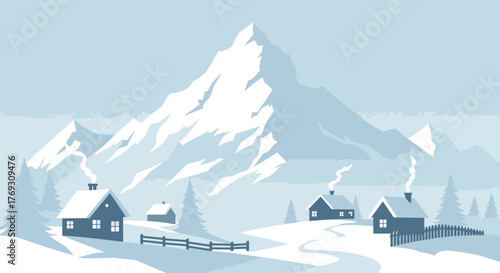 Winter Serenity: Mountain Village
