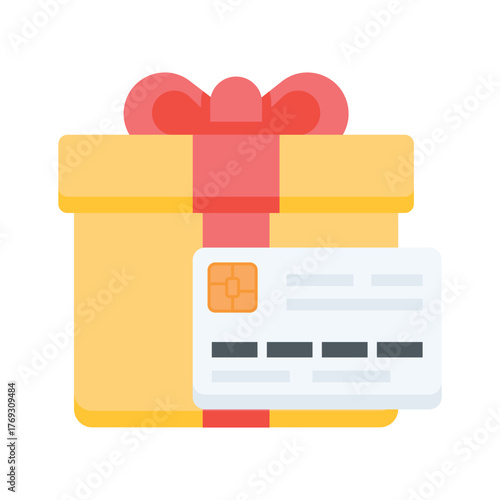 Gift box with credit card icon symbolizing reward, loyalty, or ecommerce offer