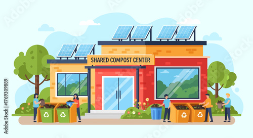 Eco Friendly Community Shared Compost Center With Solar Panels
