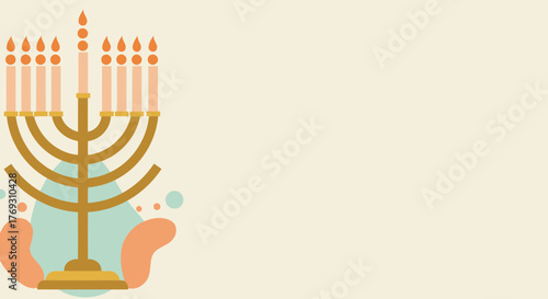 Hanukkah Menorah Illustration with Copy Space for Holiday Greetings