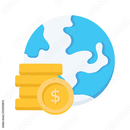 Get this creatively designed flat style icon of global economy