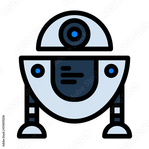 Robot Filled Icon — Futuristic AI and Technology Vector Illustration