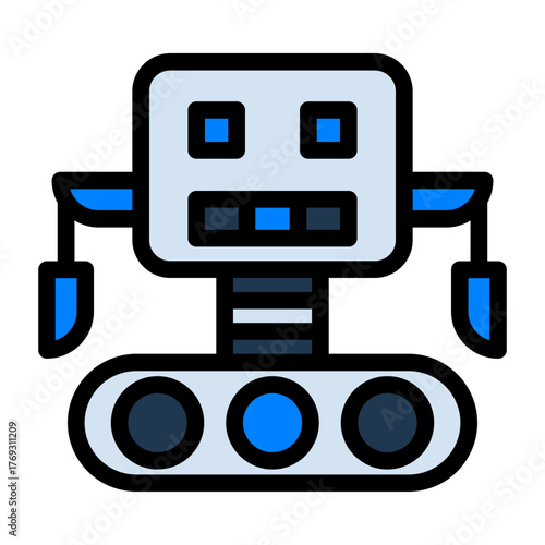 Robot Filled Icon — Futuristic AI and Technology Vector Illustration