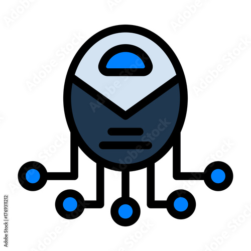 Robot Filled Icon — Futuristic AI and Technology Vector Illustration