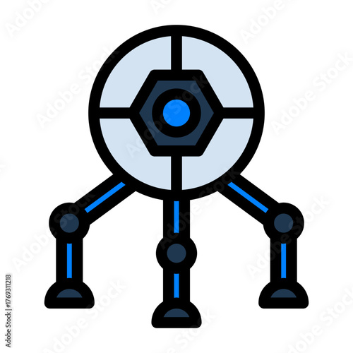 Robot Filled Icon — Futuristic AI and Technology Vector Illustration