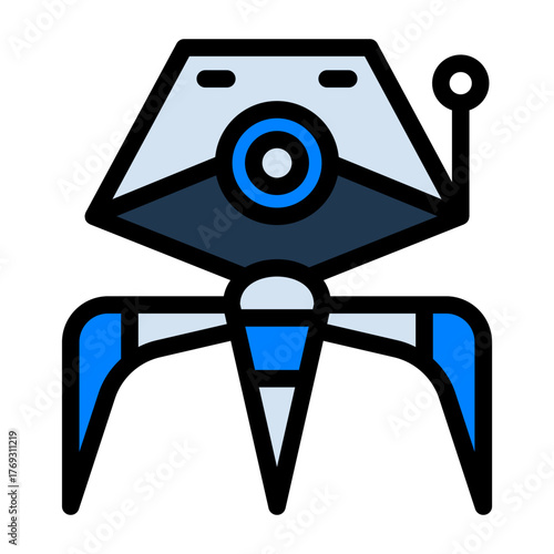 Robot Filled Icon — Futuristic AI and Technology Vector Illustration