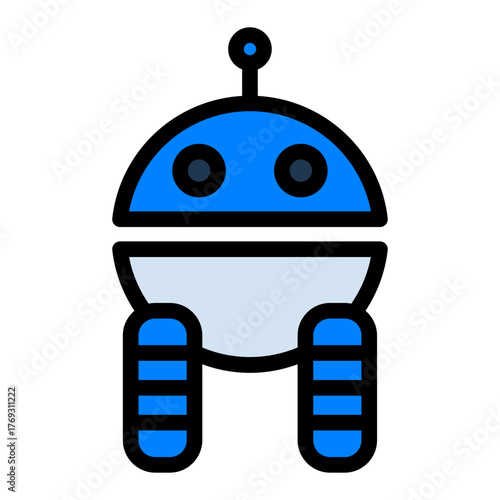 Robot Filled Icon — Futuristic AI and Technology Vector Illustration