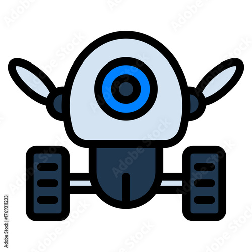 Robot Filled Icon — Futuristic AI and Technology Vector Illustration