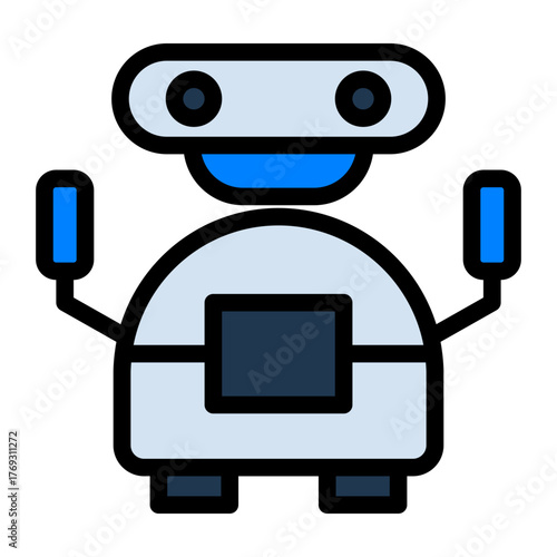 Robot Filled Icon — Futuristic AI and Technology Vector Illustration