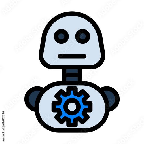 Robot Filled Icon — Futuristic AI and Technology Vector Illustration