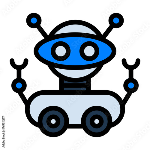 Robot Filled Icon — Futuristic AI and Technology Vector Illustration