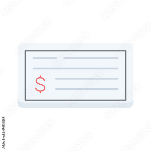 Banking, finance, and monetary transactions, flat style icon of bank check