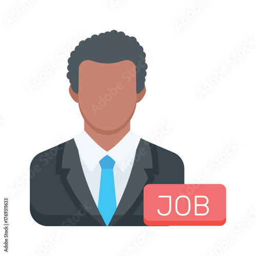 Male professional with a Job badge representing employment and hiring opportunities