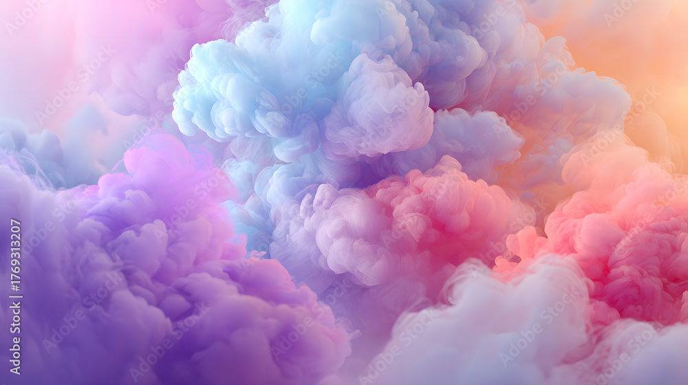 Fototapeta premium Soft colorful clouds blending in pastel tones