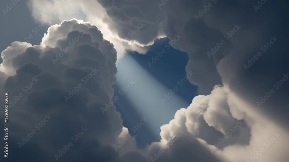 Sonnenstrahlen brechen durch dramatische Wolken – Himmel Naturstimmung