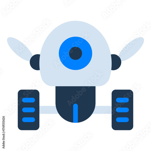 Robot Flat Icon — Futuristic AI and Technology Vector Illustration