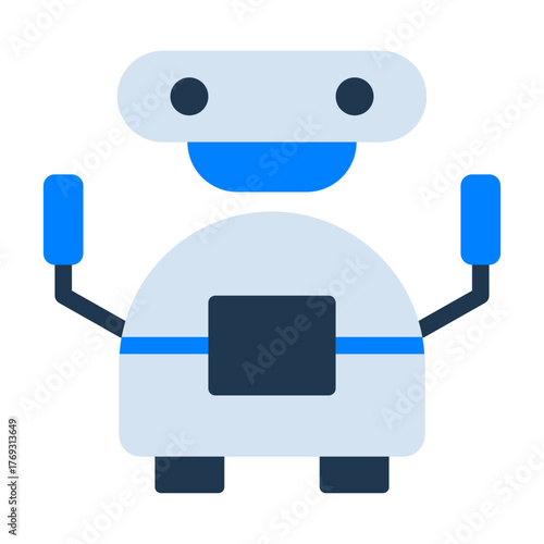 Robot Flat Icon — Futuristic AI and Technology Vector Illustration