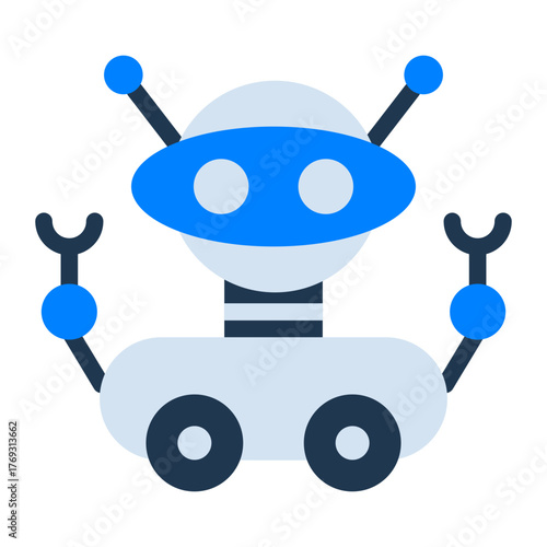 Robot Flat Icon — Futuristic AI and Technology Vector Illustration
