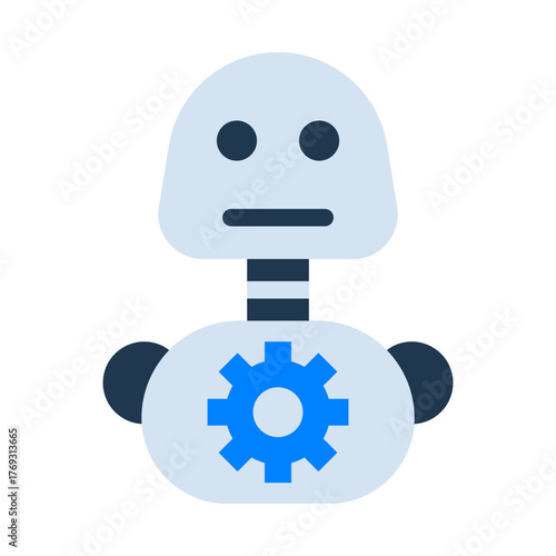 Robot Flat Icon — Futuristic AI and Technology Vector Illustration