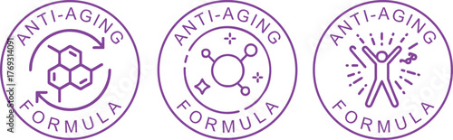 Anti Aging Icon Label – Skincare, Beauty, Wrinkle Free Vector Design