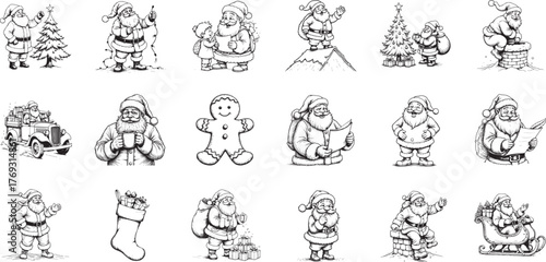 Santa Claus And Christmas Themed Illustrations Vector Bundle Collection - Perfect For Your Christmas Projects