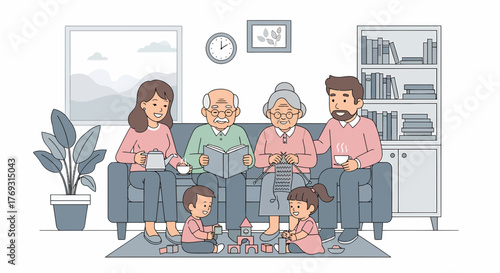 Generations Together Enjoying A Day At Home In Peace And Harmony