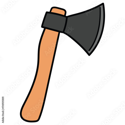 Hand-drawn cartoon axe on a white background.