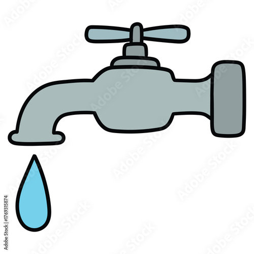 Hand-drawn cartoon faucet on a white background.
