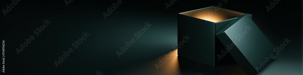 Fototapeta premium Green gift boxes on dark silk fabric background