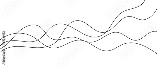 Abstract squiggle wavy lines, curved doodle background, black and white chaotic vector illustration