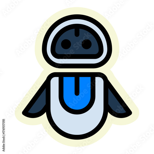 Robot Sticker Icon — Futuristic AI and Technology Vector Illustration