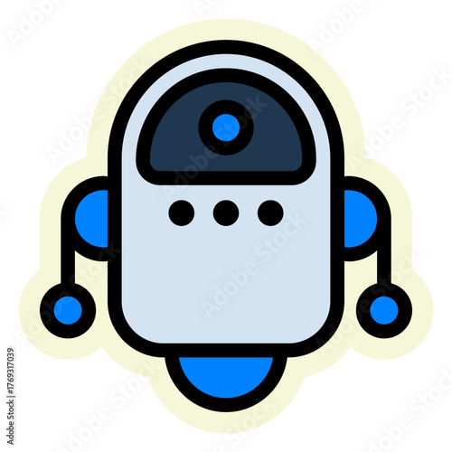 Robot Sticker Icon — Futuristic AI and Technology Vector Illustration