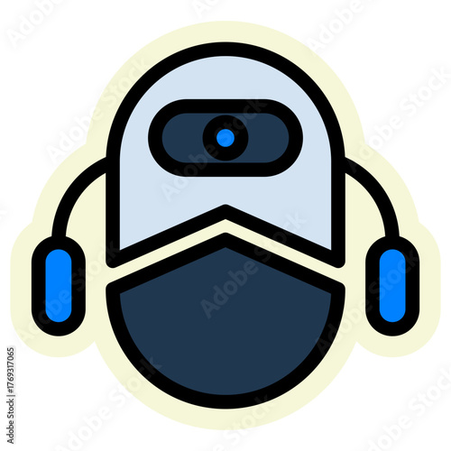 Robot Sticker Icon — Futuristic AI and Technology Vector Illustration