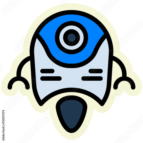 Robot Sticker Icon — Futuristic AI and Technology Vector Illustration
