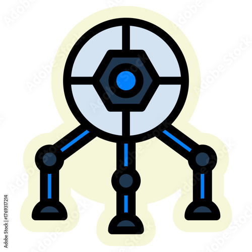 Robot Sticker Icon — Futuristic AI and Technology Vector Illustration