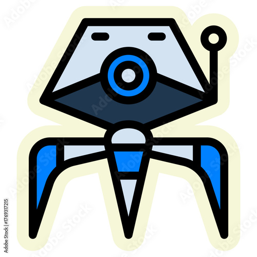 Robot Sticker Icon — Futuristic AI and Technology Vector Illustration