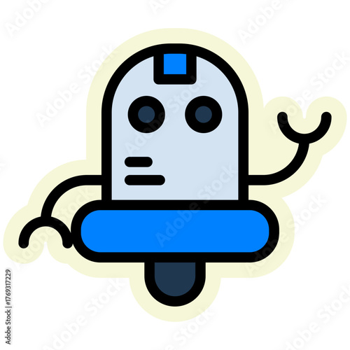 Robot Sticker Icon — Futuristic AI and Technology Vector Illustration