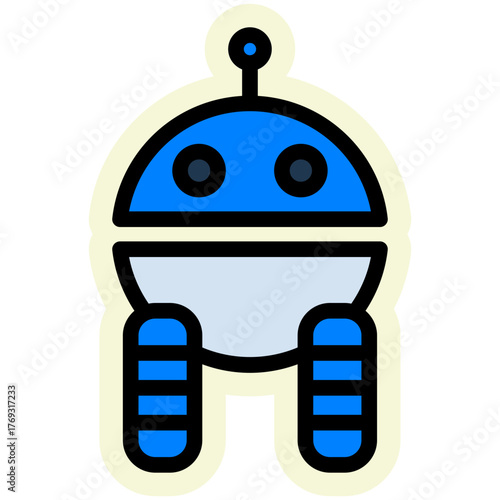 Robot Sticker Icon — Futuristic AI and Technology Vector Illustration