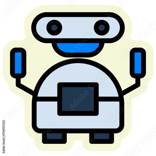 Robot Sticker Icon — Futuristic AI and Technology Vector Illustration