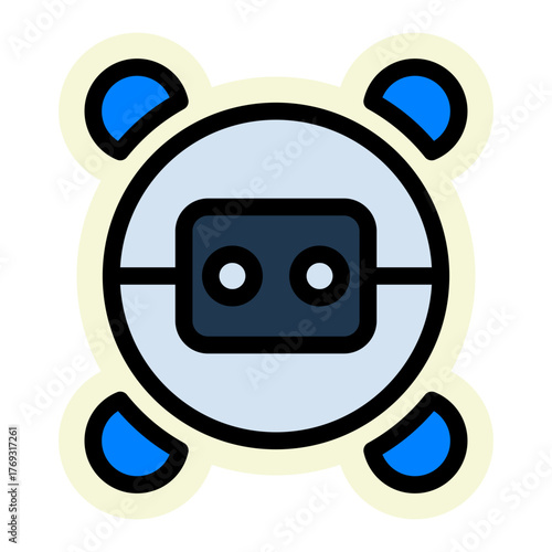 Robot Sticker Icon — Futuristic AI and Technology Vector Illustration