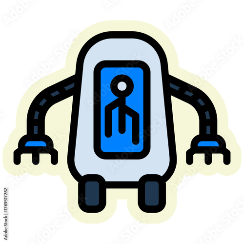 Robot Sticker Icon — Futuristic AI and Technology Vector Illustration