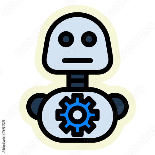 Robot Sticker Icon — Futuristic AI and Technology Vector Illustration