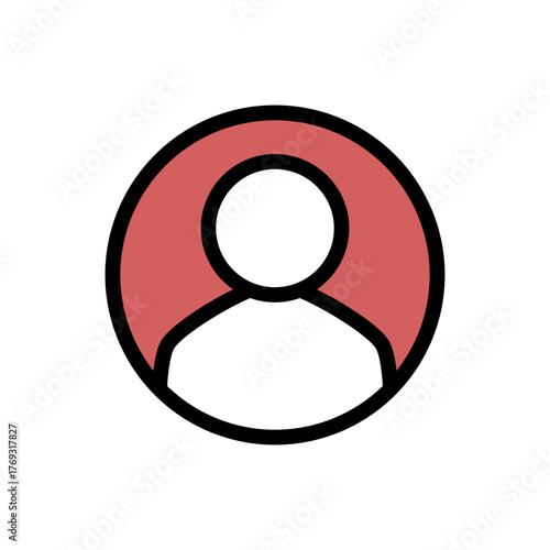 Round user profile button. Circle shape simple minimal vector design. Flat design person silhouette symbol.