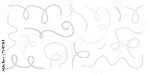 Set of squiggly lines. Geometric abstract shapes of ribbons. Dynamic party element set.