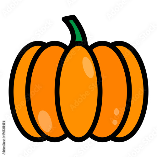 Pumpkin Filled Icon — Halloween Autumn Vegetable Vector Illustration