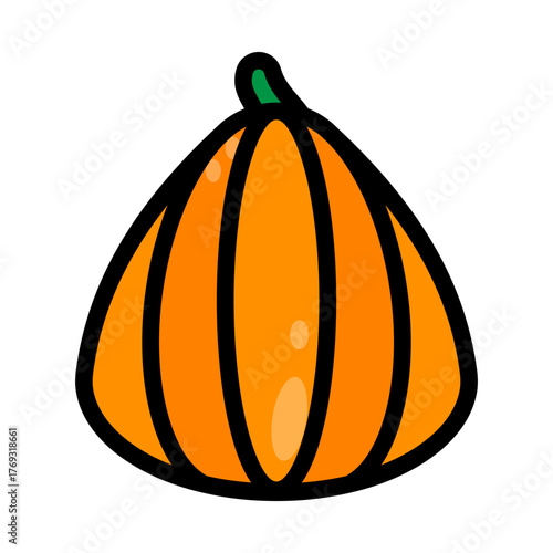 Pumpkin Filled Icon — Halloween Autumn Vegetable Vector Illustration