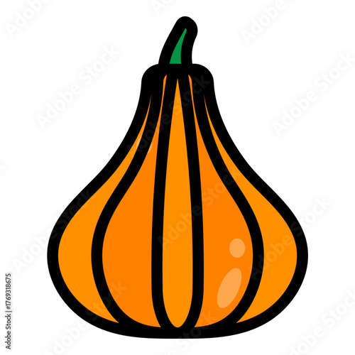 Pumpkin Filled Icon — Halloween Autumn Vegetable Vector Illustration