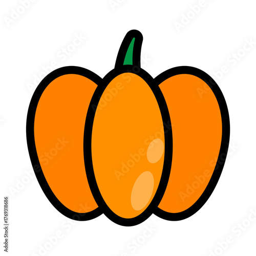 Pumpkin Filled Icon — Halloween Autumn Vegetable Vector Illustration