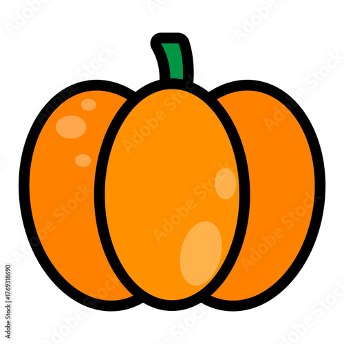 Pumpkin Filled Icon — Halloween Autumn Vegetable Vector Illustration